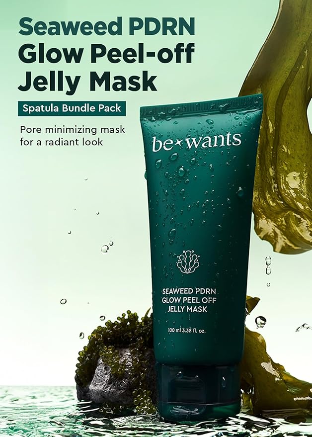Bewants Seaweed PDRN Peel-Off Wrapping Jelly Mask 3.38 fl oz with Spatula | Facial Mask with AHA BHA & Niacinamide | Pore Minimizing | Smoother Skin Texture | 1 Pack