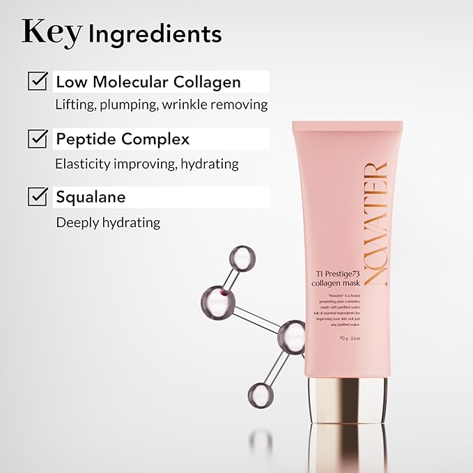 NOWATER Collagen Wrapping Mask, Elasticity Improving, Hydrating, Firming - Hydrolyzed Collagen & Peptide, Glass Skin Peel Off Mask, Korean Skincare for Face (2.4 fl.oz)