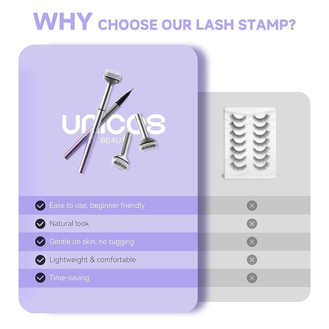Unicos 2-IN-1 Lower Lash Stamp, Bottem Lash Stamp with Ultra-Fine Eyeliner Pen, Natural Eyelash Stamp, Easy to Use, Long-Lasting, Waterproof, Smudge-Proof, Gifts for Her