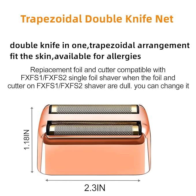2 Pack Shaver Replacement Foil and Cutters Compatible with BaBylissPRO Double FXFS2 Metal Shaver foil Replacement,Rose Gold