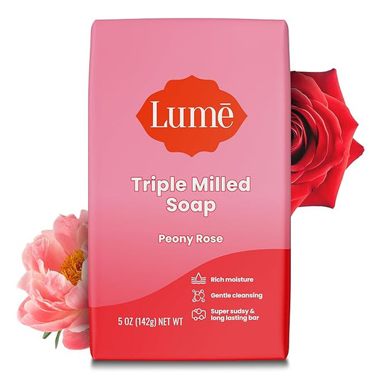 Lume Triple Milled Bar Soap - Rich Moisture & Gentle Cleansing - Paraben Free, Phthalate Free, Skin Safe - 5 ounce (Peony Rose)