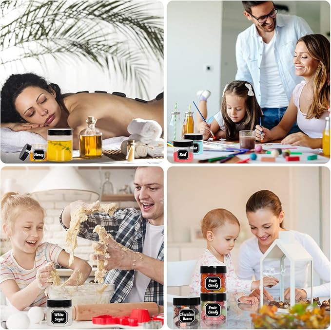 50pcs 2 oz Clear Plastic Round Jars with Black Lids, 2oz 60ml Leak-Proof Wide-Mouth Cosmetic Storage Containers for Kitchen Use, Beauty Products, Cream, Scrubs, Bath Salt and More