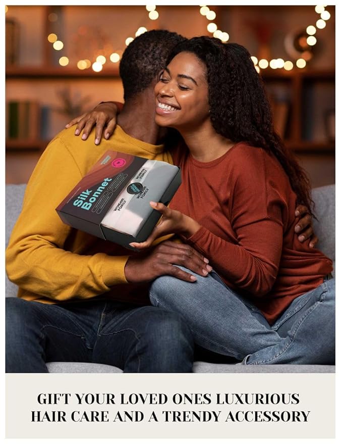 100% Mulberry Silk Bonnet for Sleeping Women with Curly Hair - Short Long Hair Bonnet for Sleeping - Alternative to Double Layer Satin Bonnet with Tie Band - Premium Wrap for Sleep Black