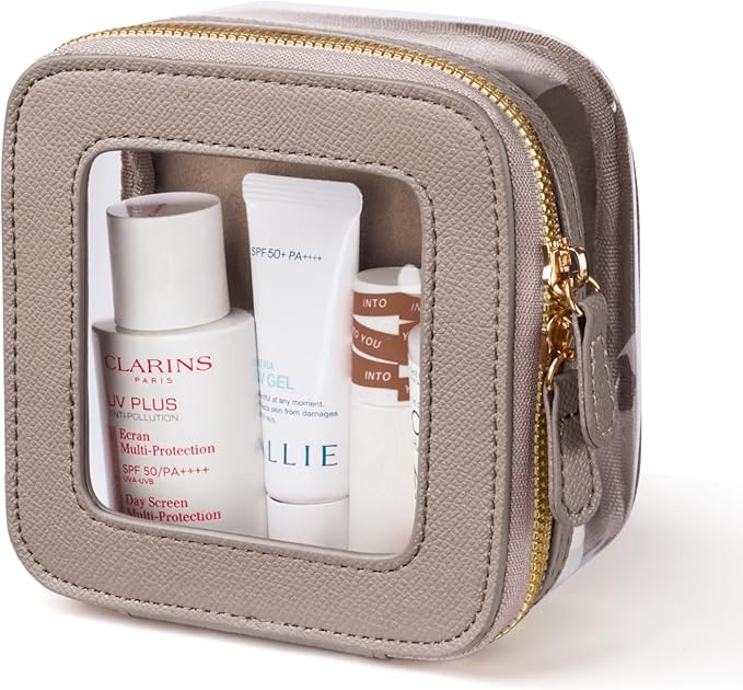 Mini Cosmetic Bag Clear Makeup Bag Small Travel Toiletry Bag with Zipper, Cute Car Cosmetic Case Transparent Makeup Pouch for Purse (Stone)