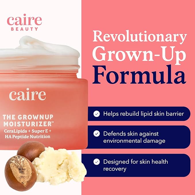 Caire The Grownup Pro-Aging Moisturizer Advanced Hyaluronic Acid Peptide Natural Ceramide Lipid Replenishing moisturizer. Wrinkle Fighting, Collagen Generation (50 ml)