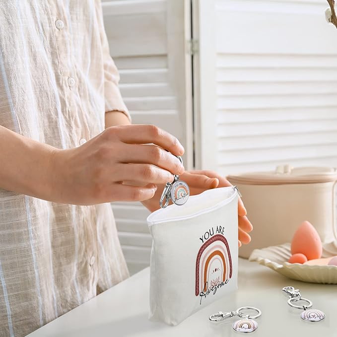 Sieral 60 Pcs Rainbow Appreciation Gifts with 20 Cosmetic Bags and 20 Keychains Bulk Motivational Thank You Rainbow Gift for Lab Week Coworker Healthcare Worker School Secretary Teacher Nurse