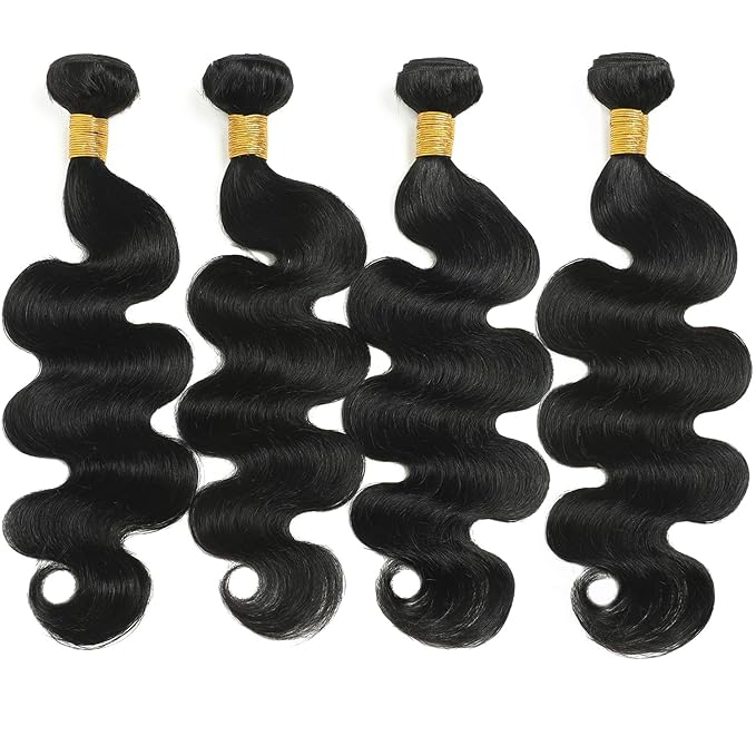 12A Human Hair Bundles 18 20 22 24 Inch Body Wave Bundles Human Hair 100% Unprocessed Brazilian Virgin Hair Body Wave 4 bundles Deals Human Hair Extensions Quick Weave for Women Natural Black