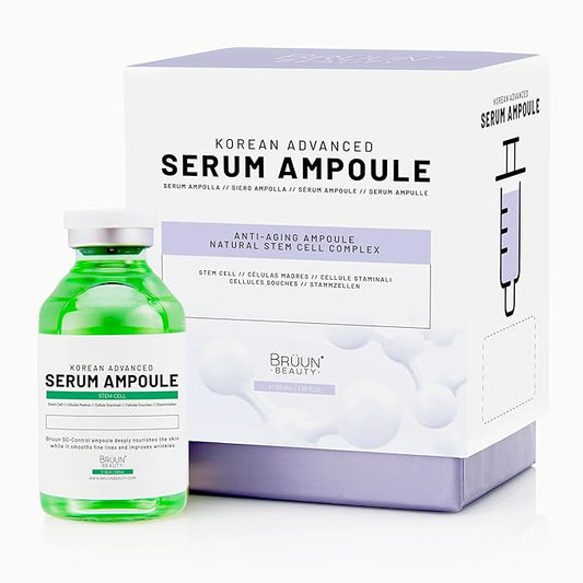 BRÜUN SC - Control Stem Cell Ampoule - Micro Needling Korean Serum Booster for Face and Body to Use with and without Derma Pen Microneedling Skin Care Serum 1.18 fl.oz