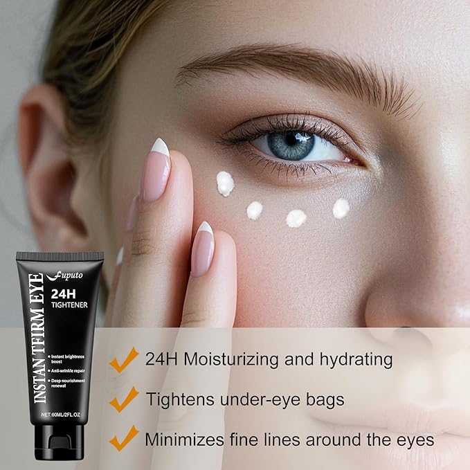Temporary Instant Eye Tightener Cream – 60 ML Quickly Reduces Dark Circles, Eye Bags, Puffiness and Fine Lines for Anti-Aging and Firming, Provides Rapid Hydration and Locks in Moisture (2 fl. ozz)