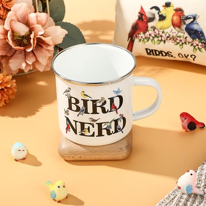 Animal Lover Gifts for Women Mother's Day Animal Themed Gifts for Mom Include Canvas Tote Bag, Makeup Bag, Socks, Keychain, Enamel Mug, Small Figurines(Bird)