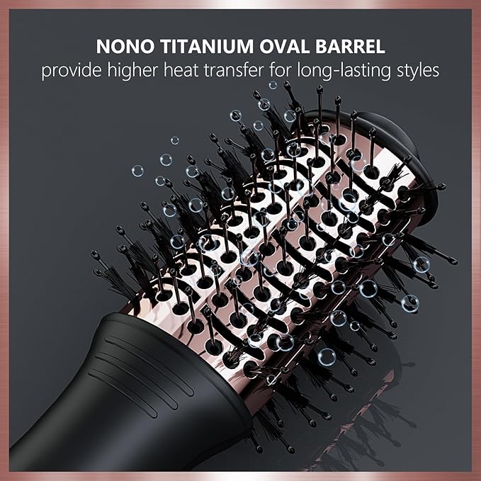 Automatic Dual Voltage Hair Dryer Brush with European Plug,Mini Travel Blow Dryer Brush for Women,Portable Light Weight One Step Hair Dryer and Styler for Kids