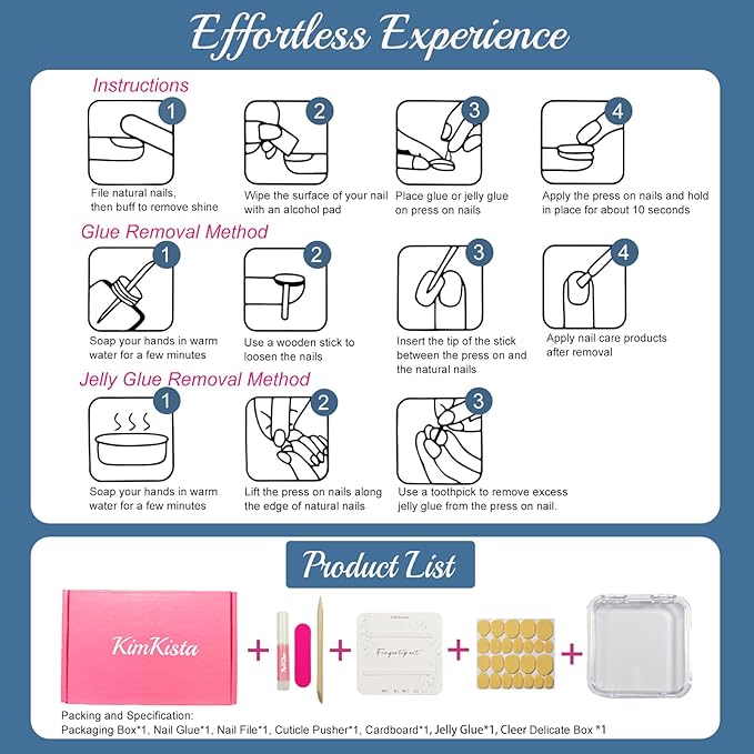 Handmade Acrylic Press On Nails Almond, 3D Press On Nails Medium, Ocean 3D Blue Nails French Tip Flower Bubble Preal For Women Gift, Reusable Stick On Fake Nails Kit With Nail Glue (Ocean Bloom-M)