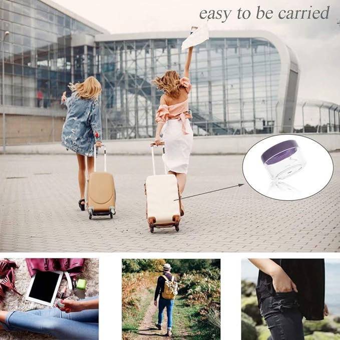 ZEJIA 5 Gram Sample Containers with Lids, Mini Makeup Containers, Empty Plastic Travel Cosmetic Containers with Labels(25 Count, Purple Lid)