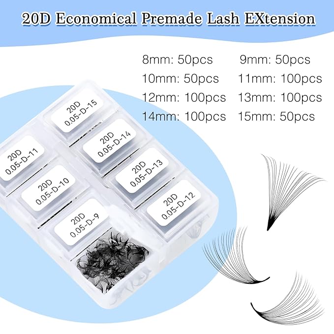 Obeyalash Premade Volume Lash Fans - 600 Fans, 20D-0.05D, 8-15mm