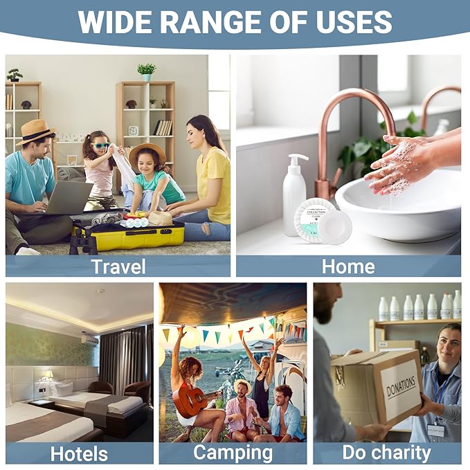 Demissle 100 Pcs Mini Soap Bars 0.4 oz Small Round Coin Size Hotel Soap Bars Bulk Individually Wrapped Hand Travel Soap Guest Bathroom Toiletries for Party Favors Motel Body Cleansing