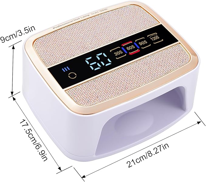 Cordless UV LED Nail Lamp, 168W UV Nail Light for Nail Polish, Portable Nail Dryer, Portable Nail Lamp with 4 Timers and LCD Display, Diamond Professional Nail Lamp for Home Salon Nail Art Tools