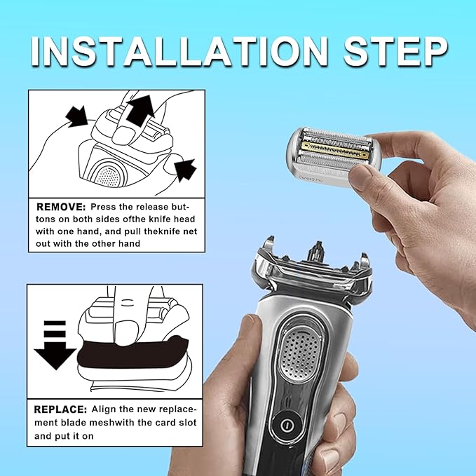 New Series 9 Pro 94M Electric Replacement Shaver Head Accessories blade Compatible with Braun Series 9 Pro Foil Shaver Replacement Heads 9290cc, 9291cc, 9370cc, 9376cc, 9293s, 9260s, 9295cc, 9385cc...