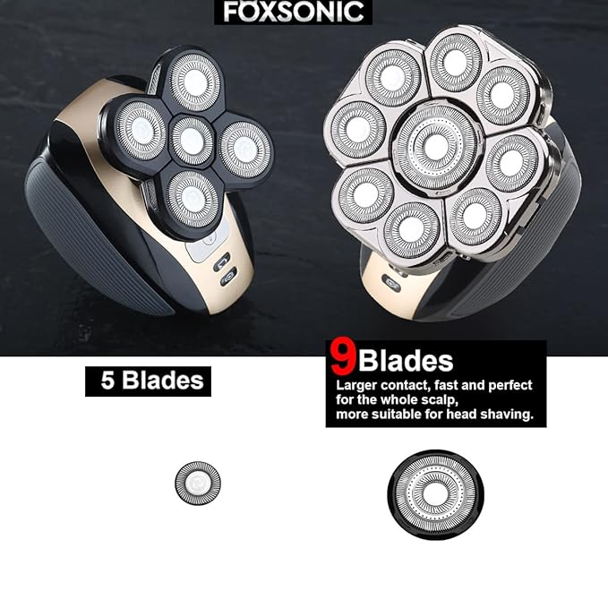 Upgraded 9 Blades Body & Head Shaver for Head Shaver Many Brands 9 Blades Replacement Shaver Head Blade 9 Heads Beard Electric Razor Shaver Head for Blad Men