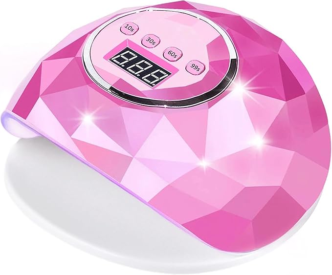 AIJIMEI Diamond Purple Nail Lamp Nail Dryer Nail Tools LED Gel Nail Lamp 86W Gel Nail Light Nail Polish Dryer for Professional and Beginner (Rosepink)