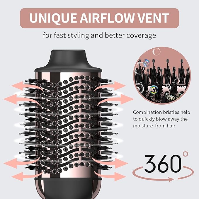 Hair Dryer Brush Blow Dryer Brush in One, Upgraded 4 in 1 Hair Dryer and Styler Volumizer with Negative Ion Anti-frizz Ceramic Titanium Barrel Hot Air Brush Hair Straightener Brush