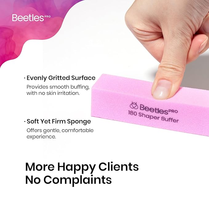 Beetles Nail Buffer Sanding Block 50 Pcs 180 Grit Polisher Buffing File 4 Sides Nail Files Pink Art Pedicure Manicure File for Acrylic Nails and Natural Nails