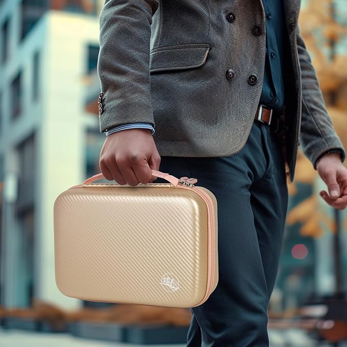 Boobowl Barber Accessories Bag for Clippers and Supplies, Mens Hair Trimmers Box, Portable Clipper Storage Holder for Hair Cutting, Guard Grooming Kit and Barbers Supplies (Bag Only)- Gold