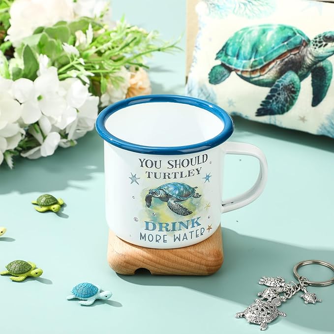 Animal Lover Gifts for Women Mother's Day Animal Themed Gifts for Mom Include Canvas Tote Bag, Makeup Bag, Socks, Keychain, Enamel Mug, Small Figurines(Sea Turtle)