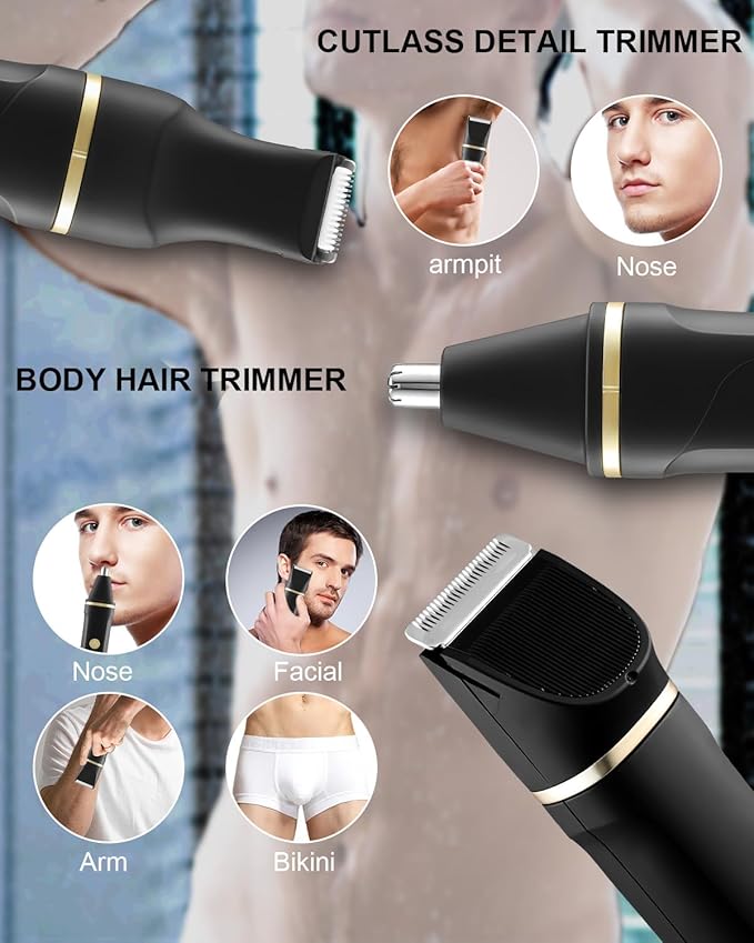 Areyzin Body Hair Trimmer & Groomer, 3 in 1 Pubic Hair Trimmer, USB Recharge, Replaceable Blade, IPX7, Men's Black Grooming Kit
