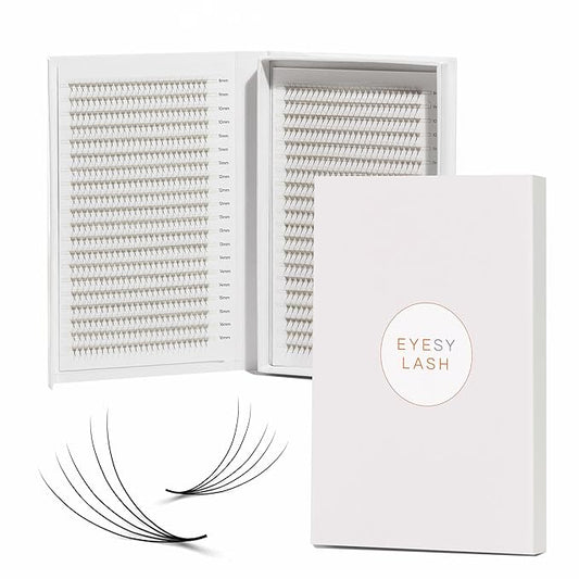 1200 Easy Promade Fans - 5D 0.07 Curl D Mixed Lengths 8-16mm - Ultra Speed 40 Lines Eyelash Trays Volume Premade Lash Fans Handmade Pre Made Eyelash Extensions Fluffy Soft Pointy Base