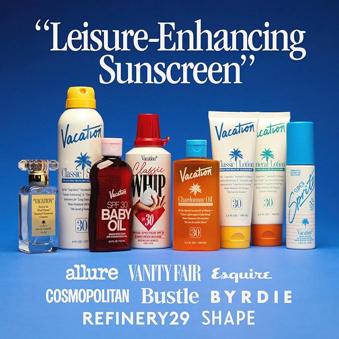 Vacation Mini Classic Sunscreen SPF 30, Water-Resistant, Bulk Suntan Lotion, Bachelorette Party Favors, Beach Must Haves, Traveling Essentials, Travel Size, 1 Fl. Oz. (Value Pack of 12)