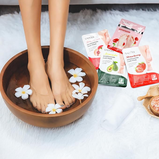 24 Pcs Fruits Beauty Hand Foot Mask Bulk Hydrating Hand Foot Moisturizing Gloves Shea Butter Aloe Mask for Spa Kit Beauty Skincare Gift Beauty Kits for Women