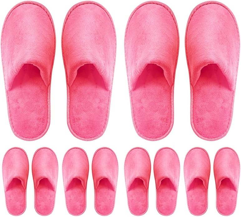 GONG GONG 6 Pairs Non Slip Disposable Slippers, Washable & Reusable, Closed Toe Crystal Velvet Slipper for Guest, Bathroom, House, Hotel, Party, SPA, Wedding