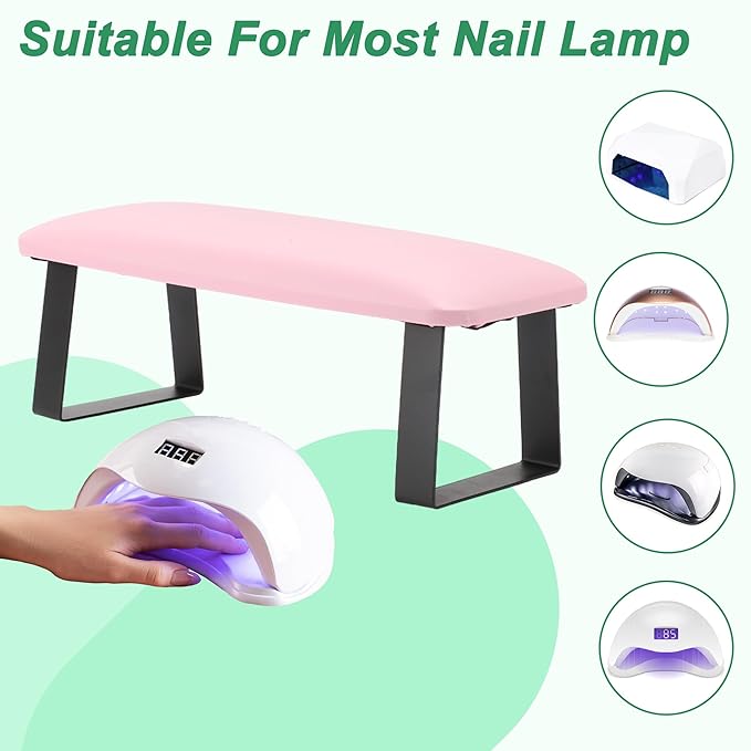 VOCOSTE Arm Rest for Nails Tech, Non-Slip Nail Arm Rest, Manicure Hand Rest with Detachable Brackets, Hand Rest for Nails Tech, Nail Hand Rest, Pink