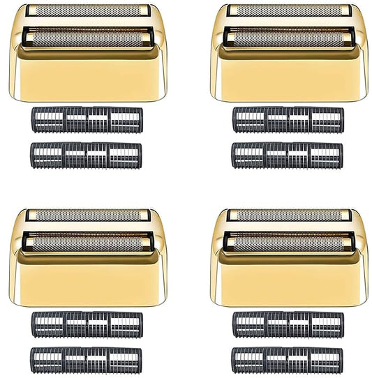 4 Pack Shaver Replacement Foil and Cutters compatible with BaBylissPRO Double FXFS2 Metal shaver foil replacement (Golden-4PCS)