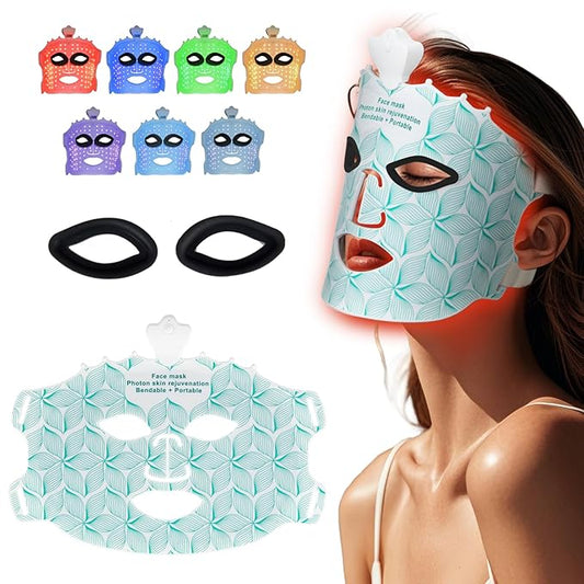 Red Light Mask for Face Women - 7 Colors Red Light Face Mask, Face Mask Skincare at Home, Cordless Device, Skin Treatment Mask Suitable for Women