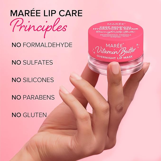 MAREE Lip Mask with Hyaluronic Acid - Overnight Butter Balm - Moisturizer for Very Dry Lips - Hidratante de Labios Care Hydration