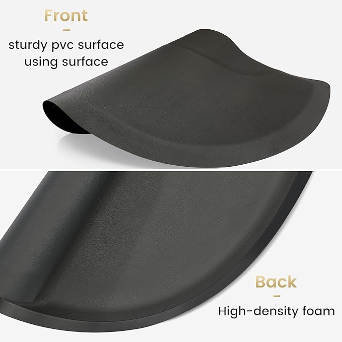 Salon mats for Hair Stylist 35.8"x27.9" Barber Shop Anti-Fatigue Salon Chair Mat - Black Semi Circle Hair Floor mats - 1/2" Thick Comfort Salon Standing Floor Mat, Hair Cutting Hairdressing Equipment