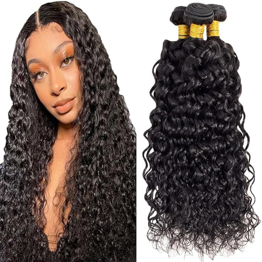#1B Human Hair Bundles Curly Hair Bundles Double Weft Weave Extensions Brazilian Human Hair Soft and Silky for Black Women 20 22 24 Inch