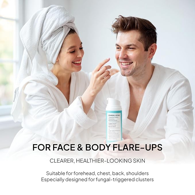 Fungal Acne Treatment Lotion: Effective Face & Body Pimple Cream for Bumps, Clusters, Itch & Redness – Fungal Prone Skin Acne Treatment Moisturizer for Teens & Adults with Natural Actives
