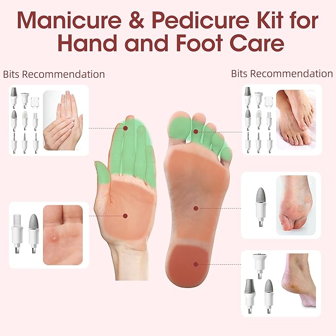 Cordless Electric Nail File Set, Portable Electric Nail Drill Machine,Professional Manicure Pedicure Kit, 5 Speeds Hand Foot Care Tool for Calluses, Thick Nails, Grind, Trim, Polish