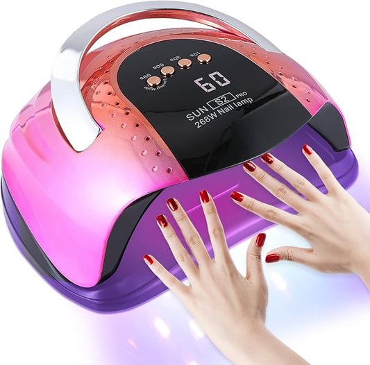268 W UV LED Nail Lamp for Gel Polish with 4 Timer Settings and Professional Manicure Nail Dryer with Automatic Sensor