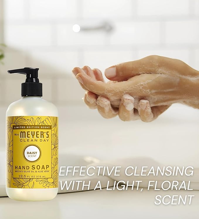 Clean Day Organic Daisy Scent Liquid Hand Soap 12.5 oz Bundle with Nail Clipper - Gentle Hand Soap with Essential Oils & Aloe Vera - (4 Items)
