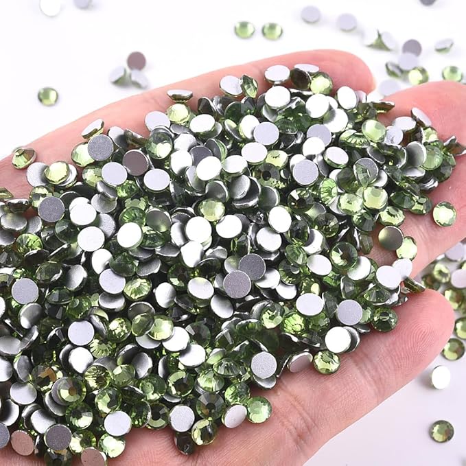 Blinginbox Flatback Rhinestones Bulk,14400pcs Crystal Round Loose Gemstones Glass Rhinestones for Crafts Makeup Nail Art Clothes Shoes DIY Decorations(SS16,3.8-4.0mm,Lt.Peridot)