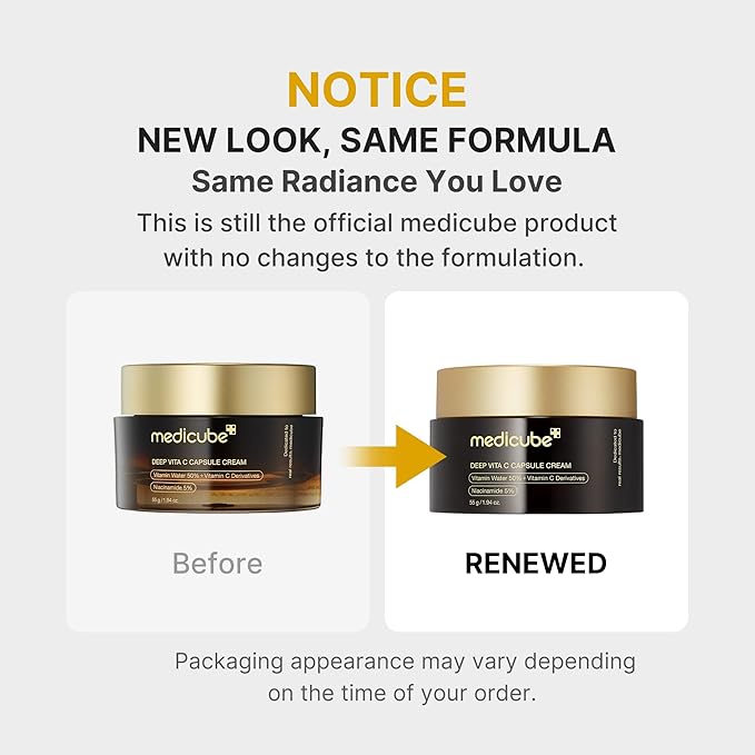 medicube Deep Vitamin C Golden Capsule Face Moisturizer - Liposome Capsules For Wrinkles, Skin Radiance - Transparent Gel for Glow Hydration - Korean Skin Care 1.94 oz