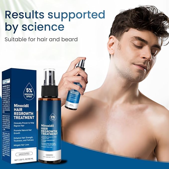 5% Minoxidil for Men and Woman, Minoxidil for Beard Growth, Hair Regrowth for Men and Woman, Treatment for Scalp Hair Loss Hair Thinning - Increase Thickness and Volume Faster