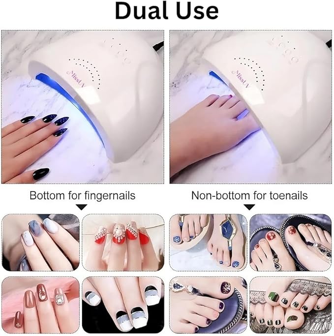 UV LED Nail Lamp, UV Gel Nail Light Pro for Nail Polish 48W UV Dryer with Timers, MissUV