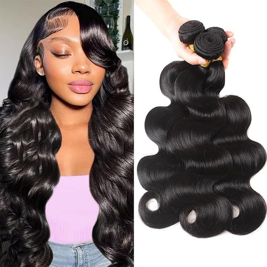 12A Human Hair Bundles Body Wave Bundles Human Hair 100% Unprocessed Brazilian Virgin Hair 3 Bundles Human Hair Deals Weave Extensions Real Human Hair Natural Black Color Bundles 18 18 18 Inch