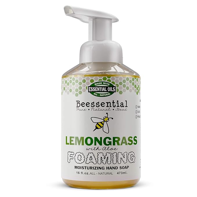 Beessential All Natural Bulk Foaming Hand Soap Refill, 16 oz Lemongrass | Made with Moisturizing Aloe & Honey - Made in the USA