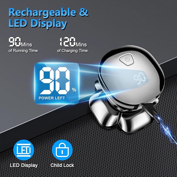 9D Head Shavers for Bald Men, 6-in-1 Electric Razor for Men, Cordless Rechargeable & Waterproof Bald Head Shavers for Mens with Large Battery, LED Display, Wet/Dry Shave