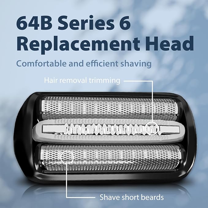 64B Replacement Shaver heads Compatible with Braun Series 6 Replacement Head,suitable for 6120s, 6140cs, 6172cc, and 6175cc